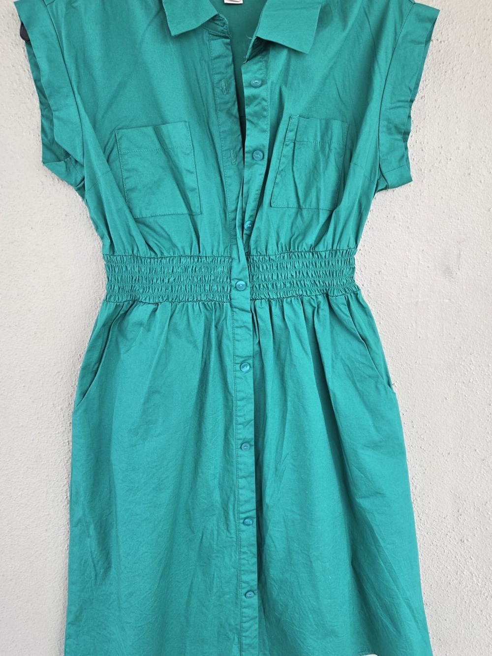 Casual Button-Front Midi Dress in Teal